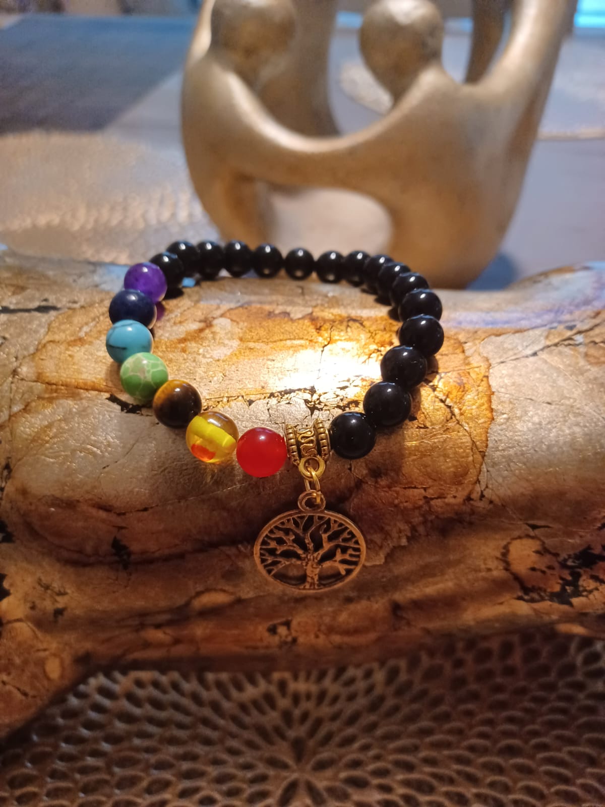 Stainless Steel Tree of Life Handmade Bracelet 4mm Shoushan Stone Beads  String Charm Braided Bracelets Yoga