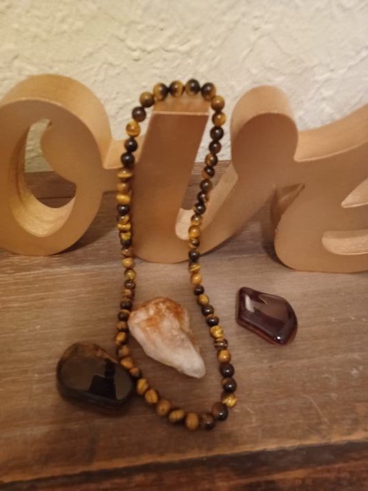 Unisex Handmade Natural Stone Tiger Eye Meditation Necklace