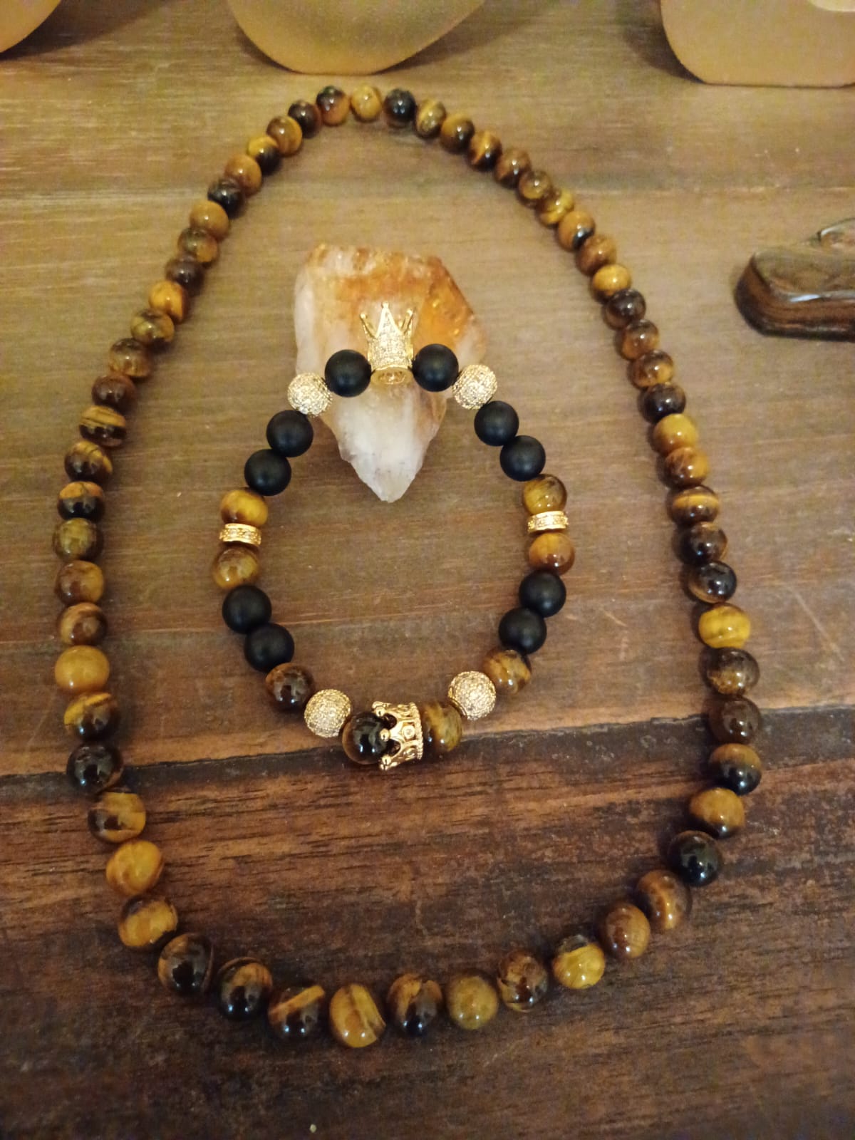 Unisex Handmade Natural Stone Tiger Eye Meditation Necklace