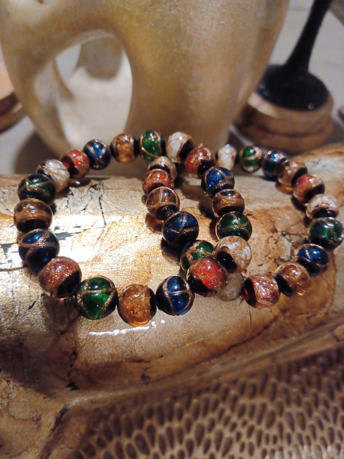 Natural Glass Bead Bracelet